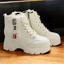 Women's Chunky Platform Lace-Up Ankle Boots F53 - TUZZUT Qatar Online Shopping