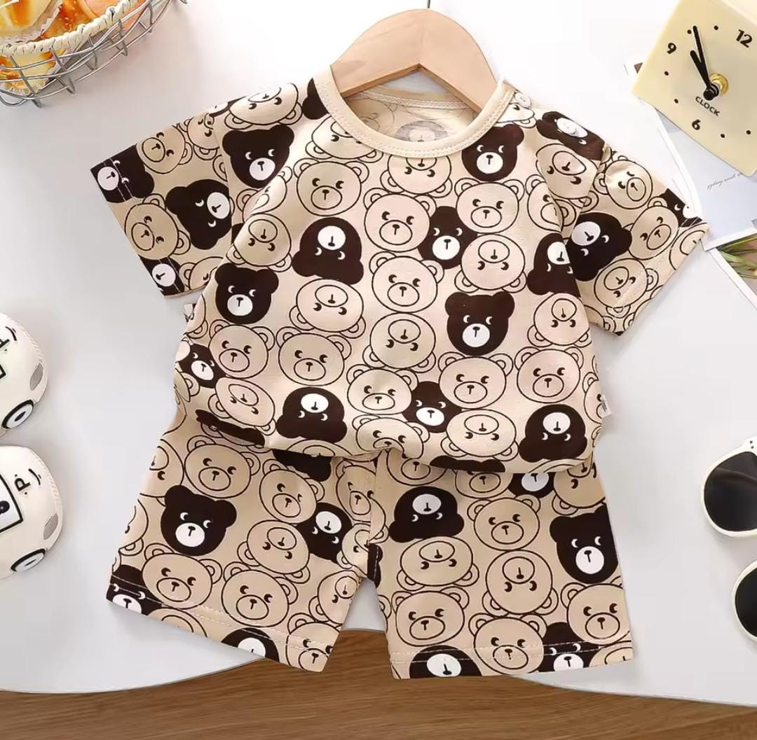 Boys Summer Bear Print Short Sleeve T-Shirt & Shorts Set 1611859 Boys Summer Bear Print Short Sleeve T-Shirt & Shorts Set 1611859