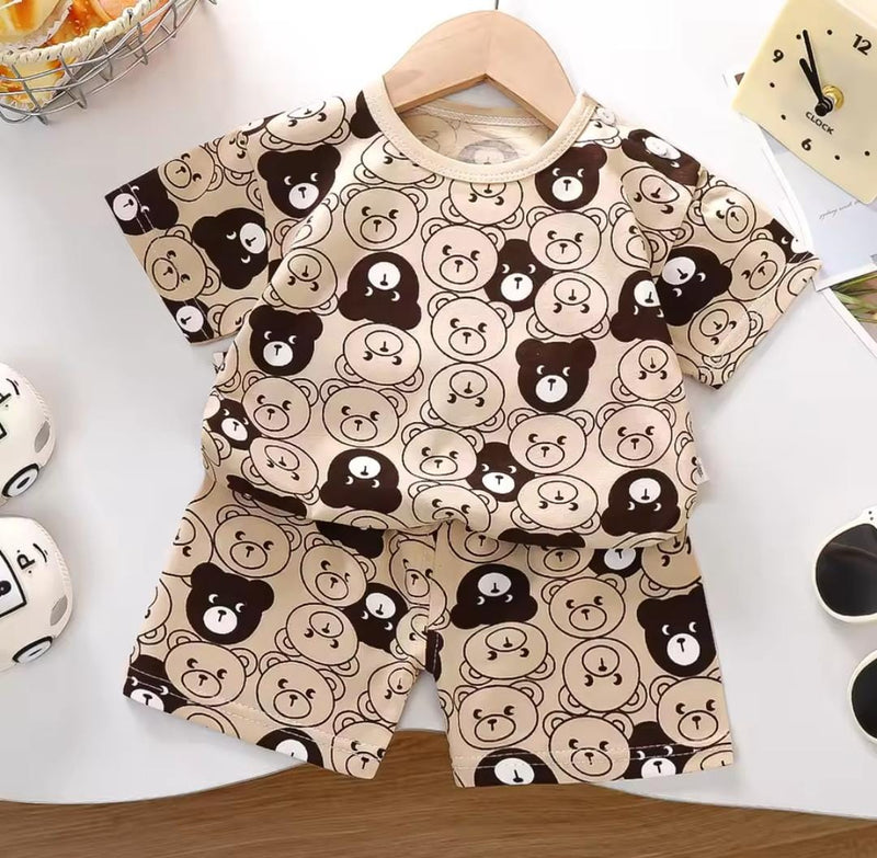 Boys Summer Bear Print Short Sleeve T-Shirt & Shorts Set   1611859 - TUZZUT Qatar Online Shopping