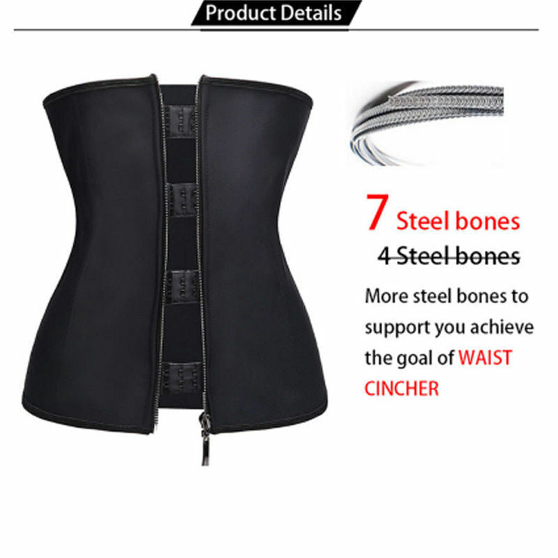 Women Waist Trainer Latex Belt Zipper Body Shaper Zip Corset Girdle Slim Belt 608 - TUZZUT Qatar Online Shopping