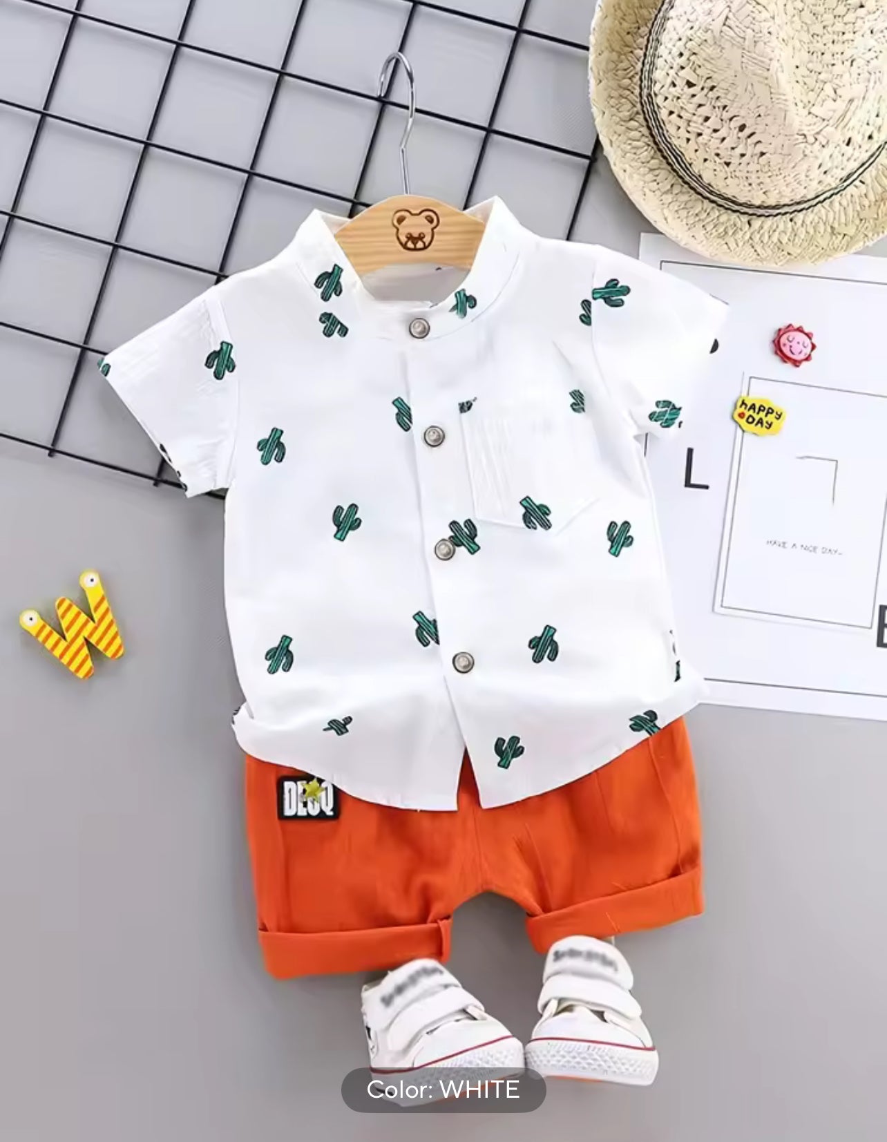 Infant and toddler summer full print cactus pattern short sleeved shorts set 1549841 Infant and toddler summer full print cactus pattern short sleeved shorts set 1549841