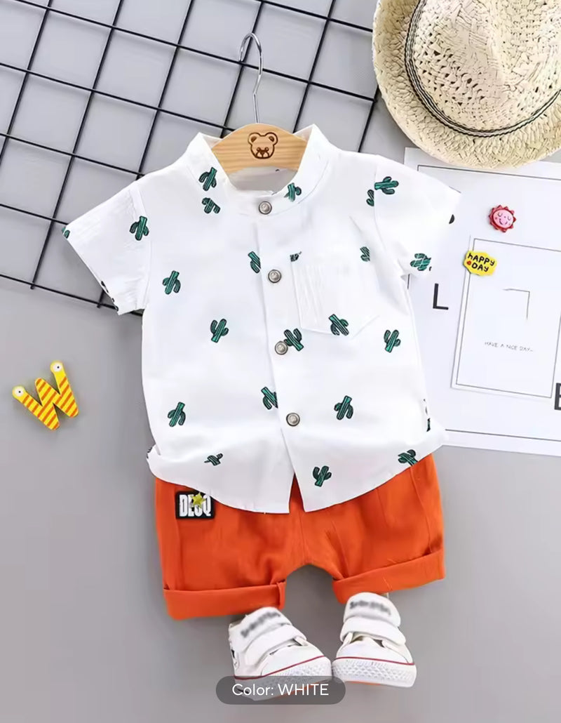 Infant and toddler summer full print cactus pattern short sleeved shorts set 1549841 - TUZZUT Qatar Online Shopping
