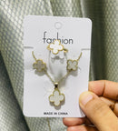 3 In One High Quality Gold Plated Earring Set Earrings Necklace Ring Clover Jewelry Set For Women - Tuzzut.com Qatar Online Shopping