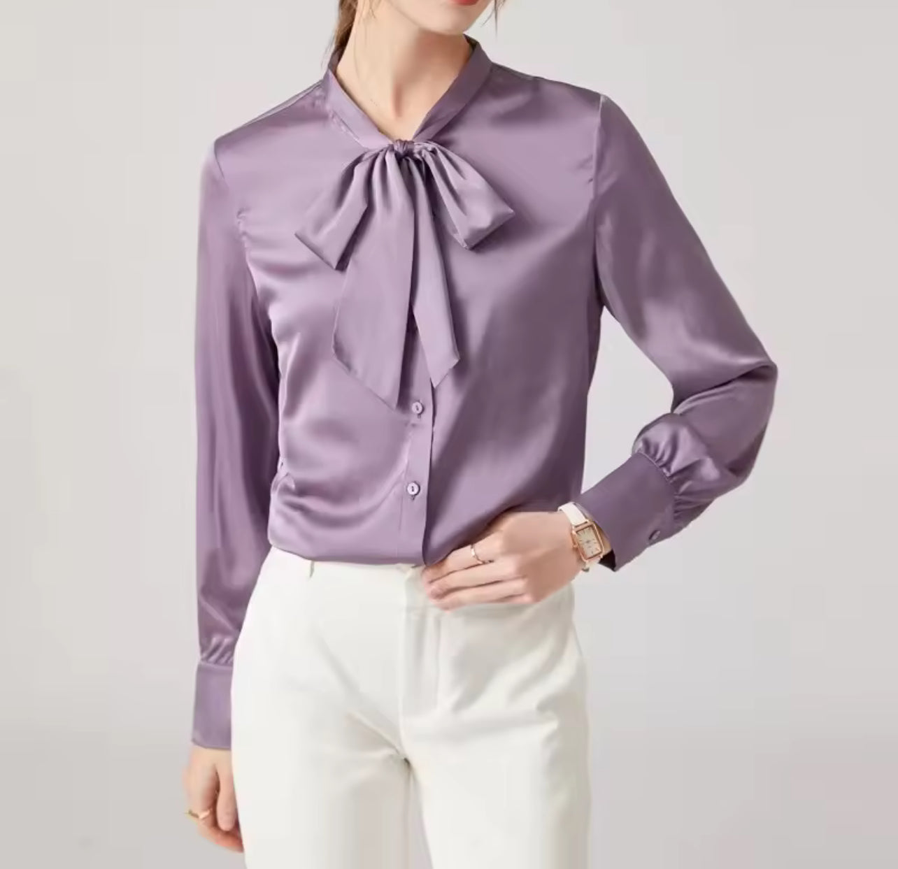 Elegant Silk Shirt Women's Design Long Sleeve Top S4854293 Elegant Silk Shirt Women's Design Long Sleeve Top S4854293