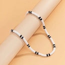Men Necklace Black White Bicolor Polymer Clay Retro Beaded Casual Bohemia Clavicle Necklace S4579451 - TUZZUT Qatar Online Shopping