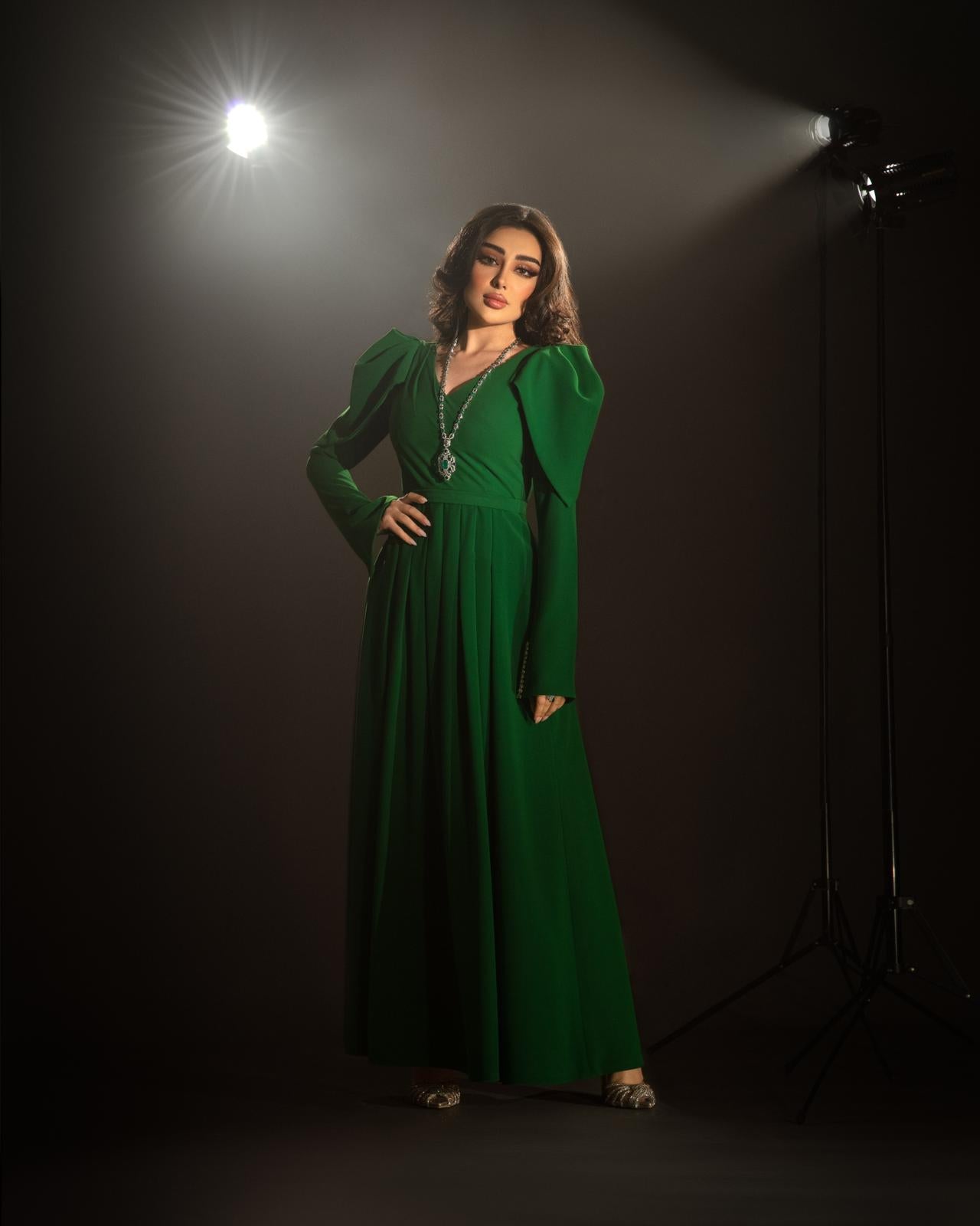 Women's Long Sleeve V-Neck Ankle-Length A-Line Dress L S5078553 Women's Long Sleeve V-Neck Ankle-Length A-Line Dress L S5078553