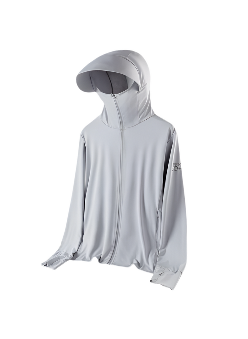 Men's Hooded Sun Protection Shirt Full Zip Cooling Shirt white Jacket  201414 - TUZZUT Qatar Online Shopping