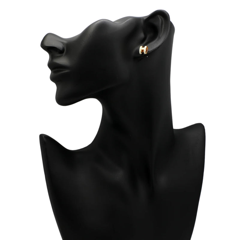 White Lacquer Mini Pop H Earrings E0299