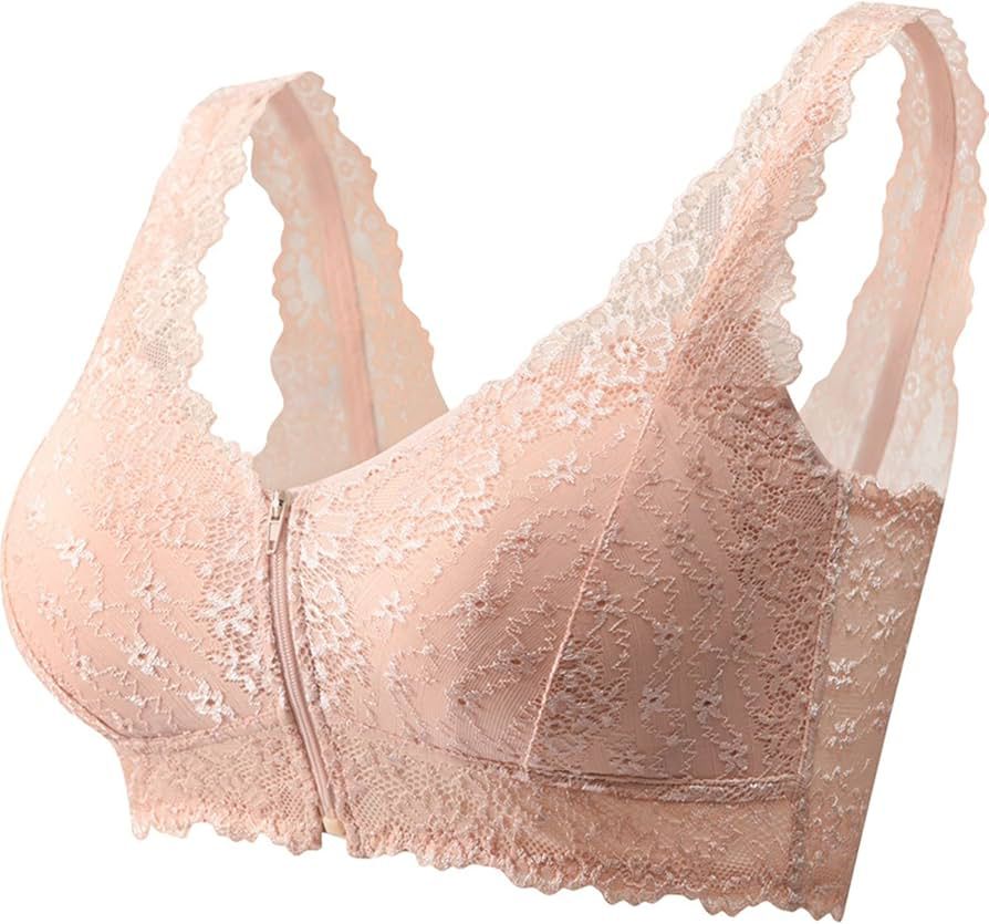 Women Plus Size Sexy Lace Underwear Full Cup Front Zipper Wireless Sleep B8803 Women Plus Size Sexy Lace Underwear Full Cup Front Zipper Wireless Sleep B8803