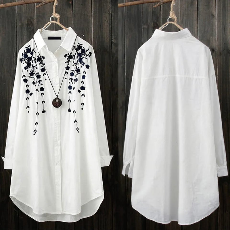 Zanzea White Long Shirts and Blouse Women Spring Summer Blusas Office Lady Elegant Casual Loose Tops and Blouses Button Tunic Tops S2420397 - Tuzzut.com Qatar Online Shopping