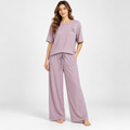 Women’s Short-Sleeve Top and Wide-Leg Trouser Set T-30