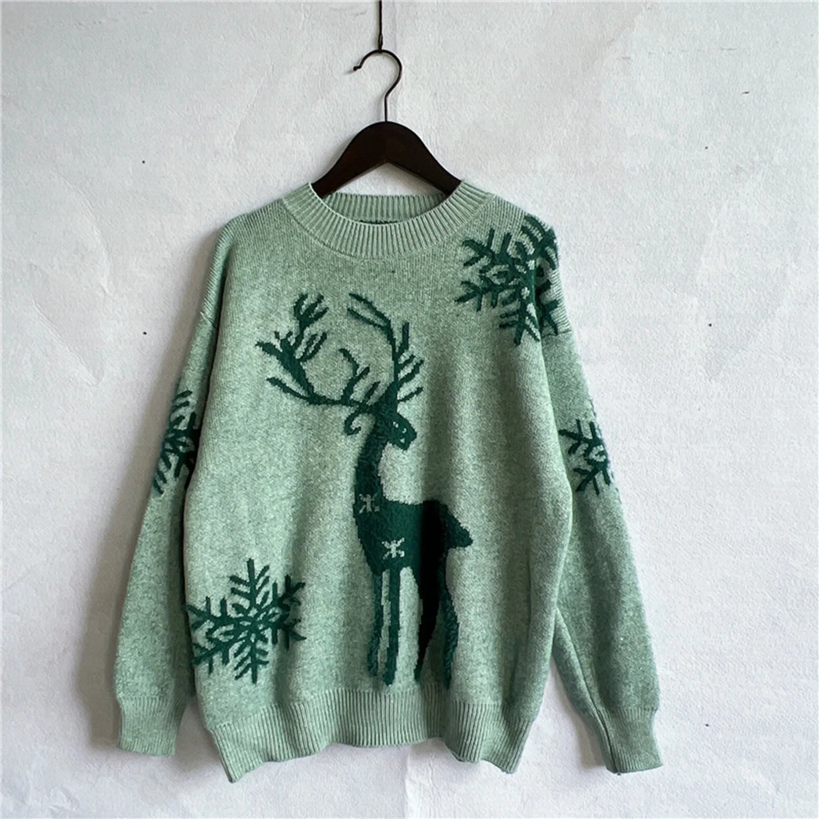 Reindeer Print Long Sleeve Pullover 58029