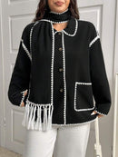 Women's Woolen Coat Scarf Spliced Fashionable Versatile Sweater Coat     B198274 - TUZZUT Qatar Online Shopping