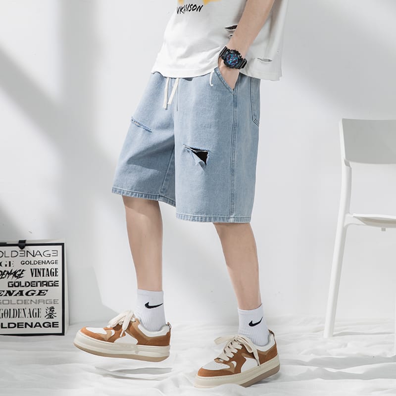 Summer New High Street Men Shorts Streetwear Pant Hip Hop Hole Design Denim Shorts Men Loose Casual Shorts Man 3XL X4924597 - Tuzzut.com Qatar Online Shopping