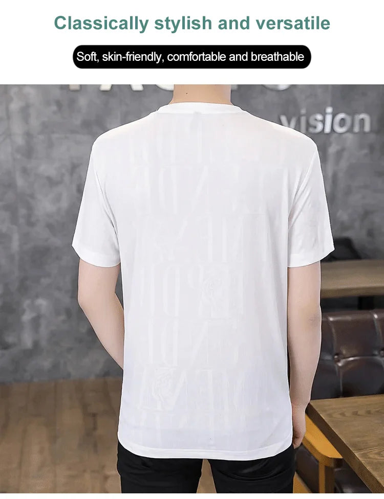 Fashion O-neck Solid Color Letter Short Sleeve T-shirt Men L K15