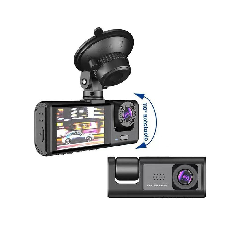 3 Channel Car DVR HD 1080P 3-Lens Inside Vehicle Dash Cam - Tuzzut.com Qatar Online Shopping