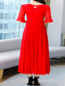 Women's Long Short Sleeve Tea Dresses 446803 - M - TUZZUT Qatar Online Shopping