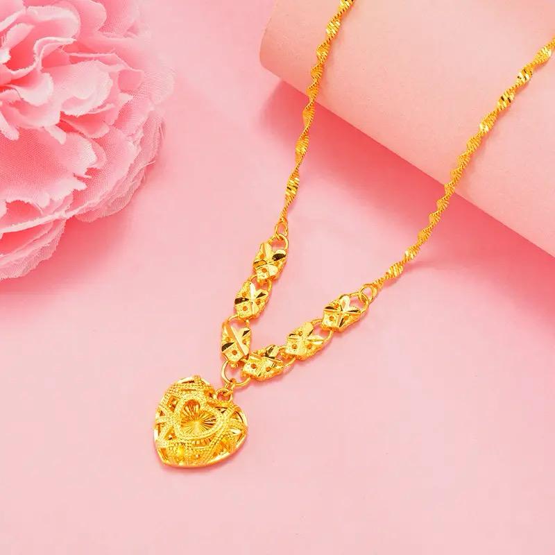 Gold Plated Necklace Women's Jewelry High Imitation Gold Inverted Heart Necklace S4885700 - Tuzzut.com Qatar Online Shopping