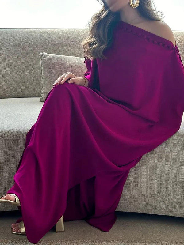 H-Line Loose Buttoned Solid Color Maxi Dresses 168787 H-Line Loose Buttoned Solid Color Maxi Dresses 168787