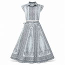 White & Navy Paisley Short-Sleeve Shirt and Maxi Skirt Set MC-A38