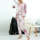 Womens Tie-Dyed Autumn Winter Elegant Home Suit Long Sleeve Trousers Split Pajam Women Pajama Set Soft   S4153318 - TUZZUT Qatar Online Shopping