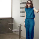 Women O-Neck Sleeveless Top and Pants 2 Piece Set   B70166 - TUZZUT Qatar Online Shopping