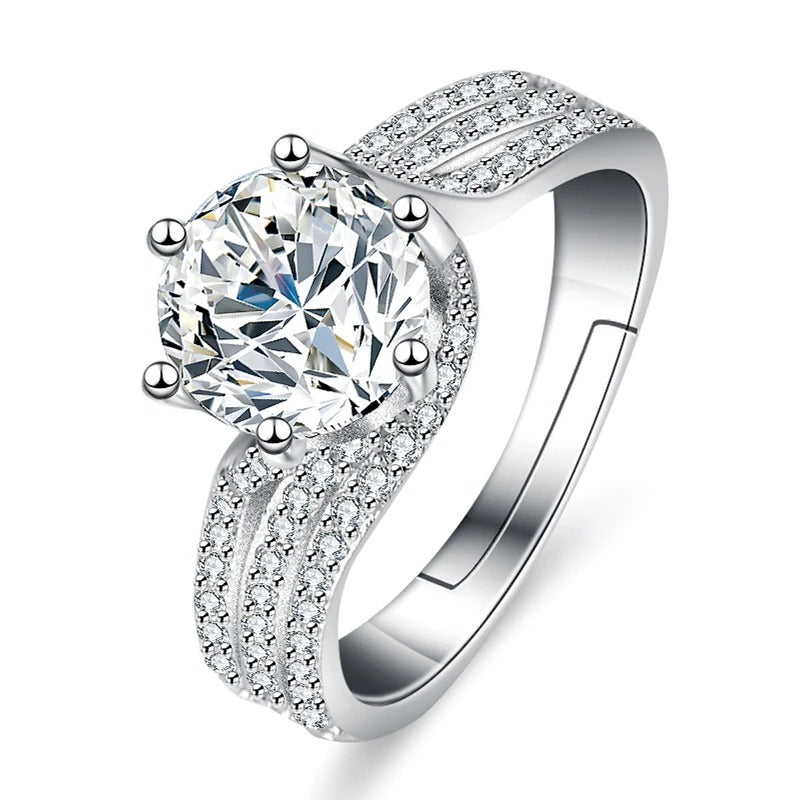 Silver Diamond Moissanite Ring FR383 - TUZZUT Qatar Online Shopping