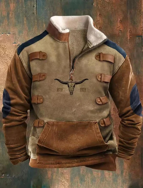 Men's Cowboy 3D Print Sweatshirt Jacket 2296