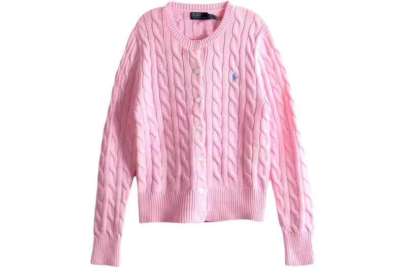 Cable Knit Cotton Crewneck Cardigan RL1235 - TUZZUT Qatar Online Shopping