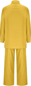 Summer Sets for Women 2 Piece Linen Outfits Gauze Button Down Shirts and Pants Tracksuits Casual Lounge Set Pants Set   B101322 - TUZZUT Qatar Online Shopping