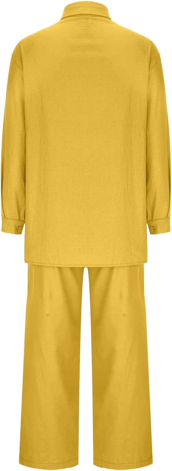 Summer Sets for Women 2 Piece Linen Outfits Gauze Button Down Shirts and Pants Tracksuits Casual Lounge Set Pants Set B101322 Summer Sets for Women 2 Piece Linen Outfits Gauze Button Down Shirts and Pants Tracksuits Casual Lounge Set Pants Set B101322