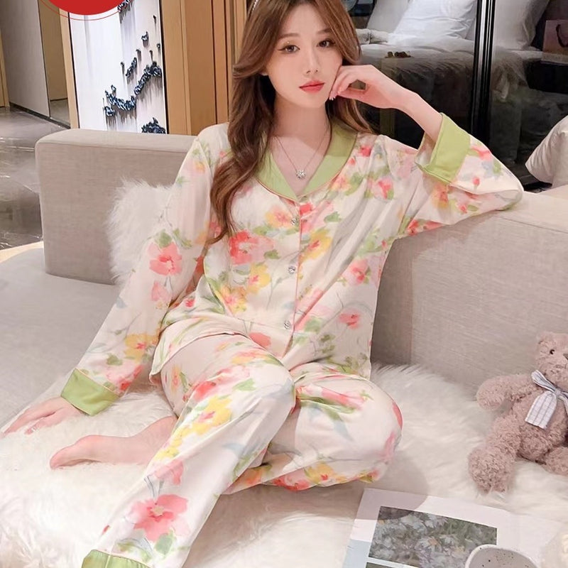 2 Pcs Women 's Long Sleeve Night Set L 545756