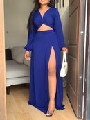 2 Pcs Women's Long Sleeve Solid Color Skirts Set S 408240 - TUZZUT Qatar Online Shopping