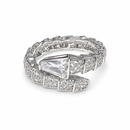 Silver-Tone Crystal Snake Wrap Ring (Size 8)-50