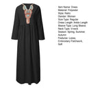 Womens Ankle Length Retro Loose V-Neck Pullover Long Dress 024247457 2XL - TUZZUT Qatar Online Shopping