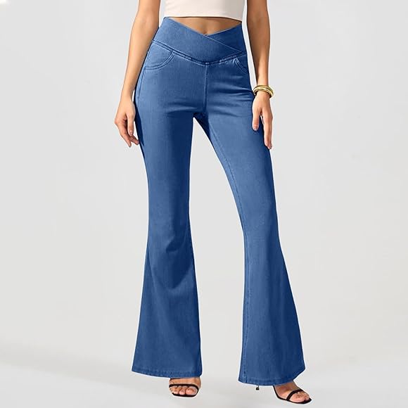 Leggings for Women High Waisted Bootcut Denim Pants Skinny Stetchy Wide Leg Jeggings Leisure Trousers Running Workout Casual Lounge Wear WAK0087 Leggings for Women High Waisted Bootcut Denim Pants Skinny Stetchy Wide Leg Jeggings Leisure Trousers Running Workout Casual Lounge Wear WAK0087