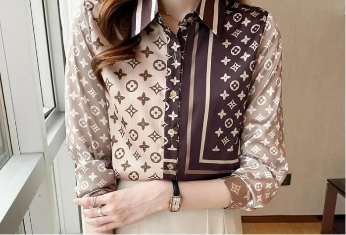 Women's Long Sleeve Mid-Length Printed Shirt X4224545 - TUZZUT Qatar Online Shopping