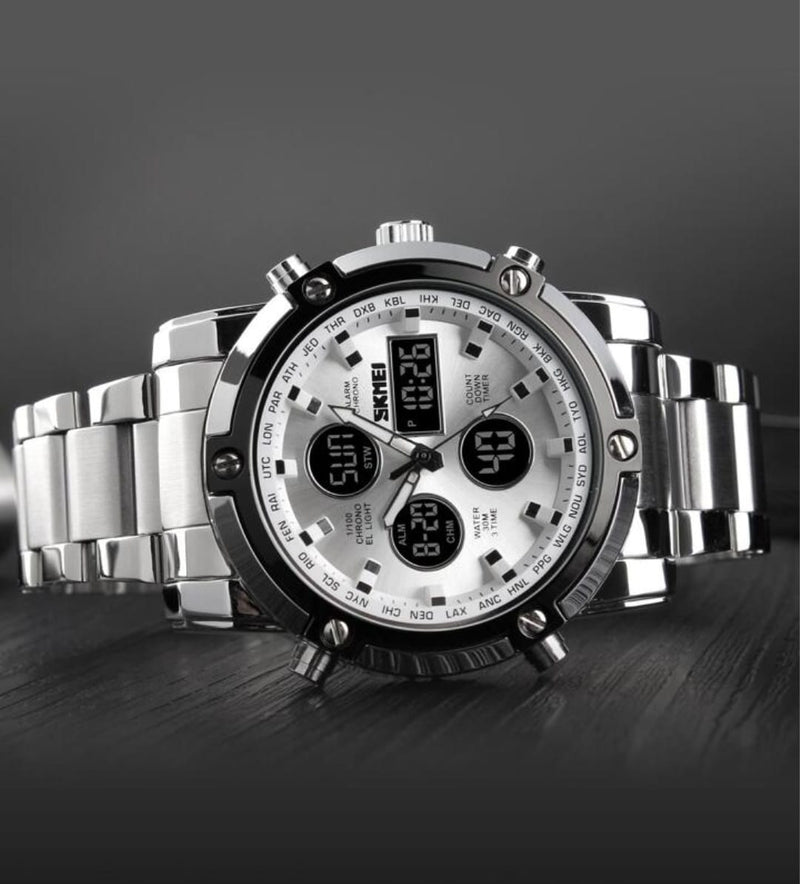 SKMEI Digital Analog Steel Watch W7529 - TUZZUT Qatar Online Shopping
