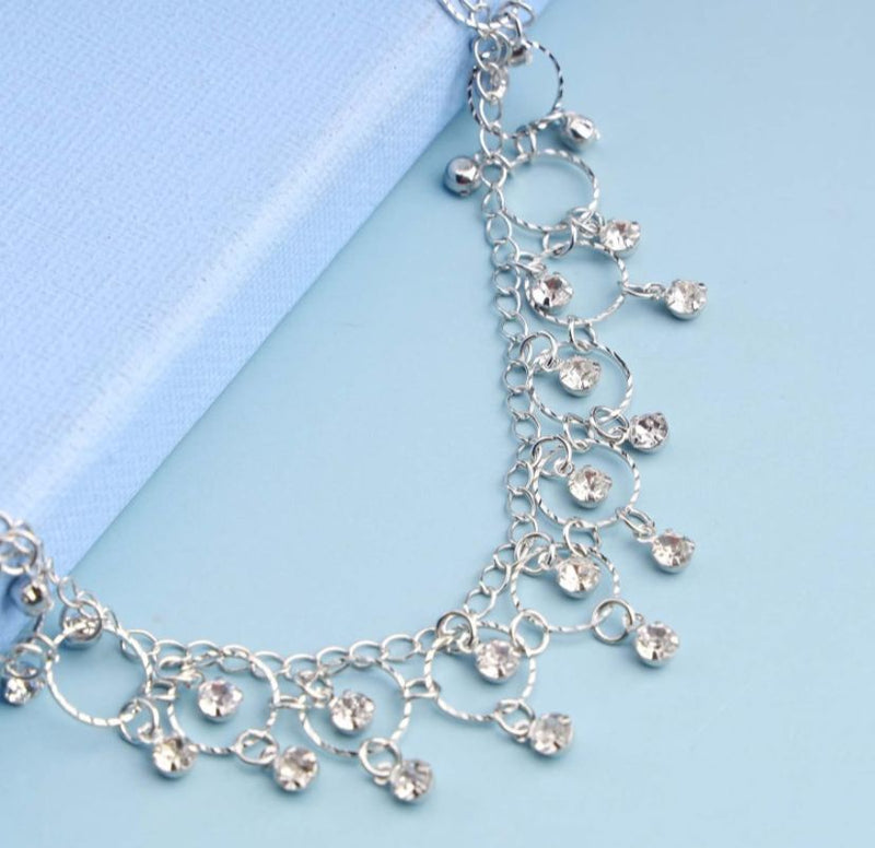 Dervivea Boho Crystal Tassel Anklet Bracelet Silver Circle Chain S 3820915 - Tuzzut.com Qatar Online Shopping