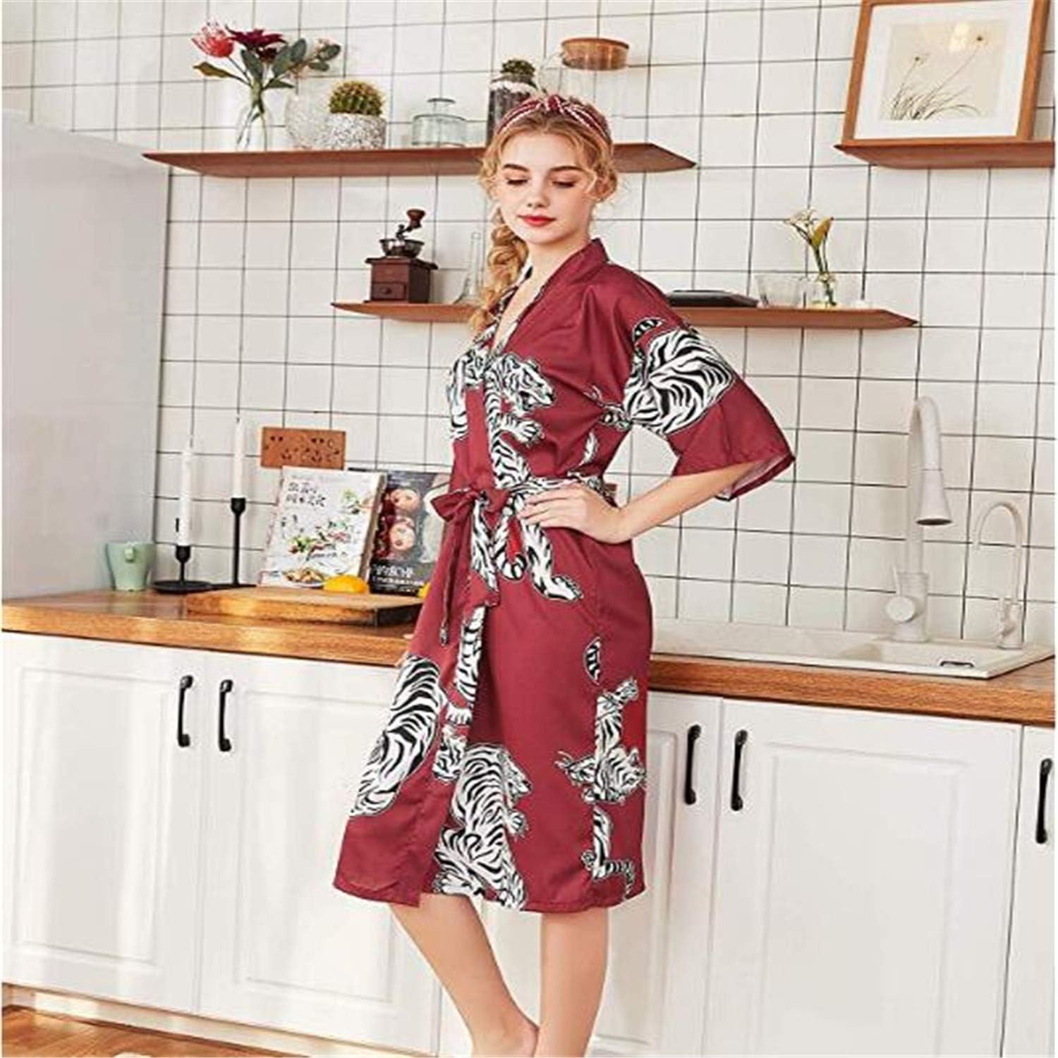Cotton Blue Womens Long Kimono Robes Hippie Boho Bathrobe Maxi Floral  Cotton Nightwear Dress