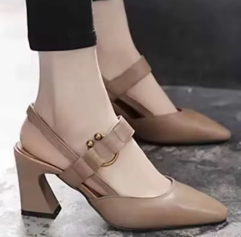 Fashion Elegant Off White Toe High Heel Leather Women Sandals 35808 Fashion Elegant Off White Toe High Heel Leather Women Sandals 35808