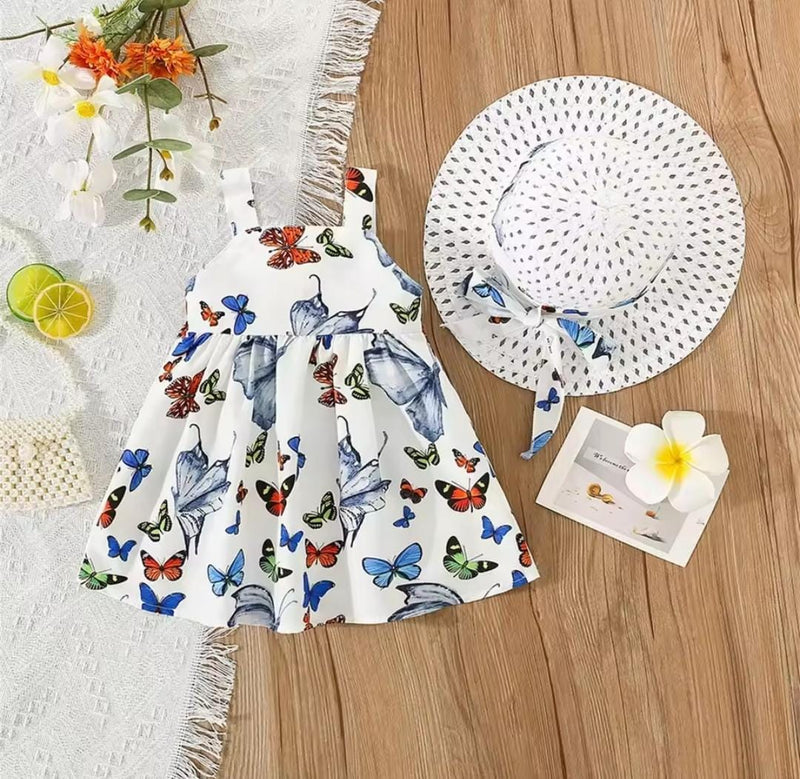 Children's Butterfly Pattern+Hat Sweet Princess Two-piece Dress   1542140 - TUZZUT Qatar Online Shopping