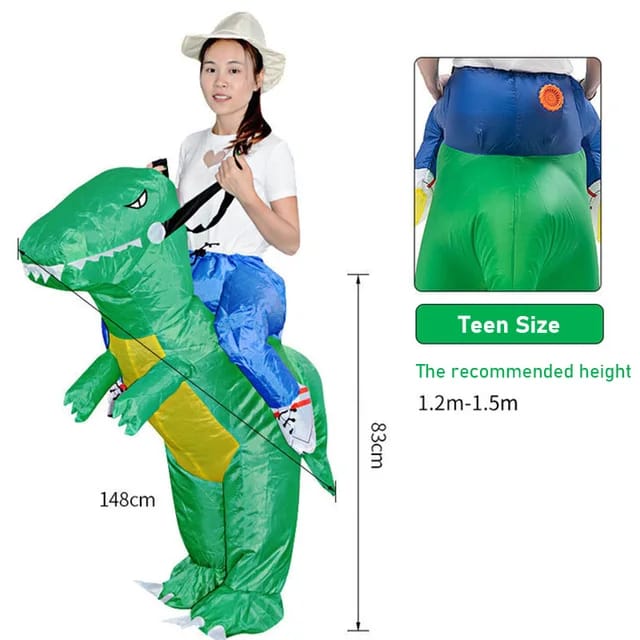 Original Large Blow Up Jurassic World Child Inflatable Skeleton T-Rex Dinosaur Costume S2541226
