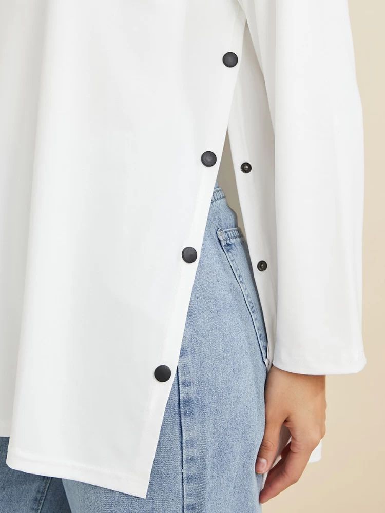 Women Solid Round Neck Polyester White T-Shirt 356369 X Women Solid Round Neck Polyester White T-Shirt 356369 X