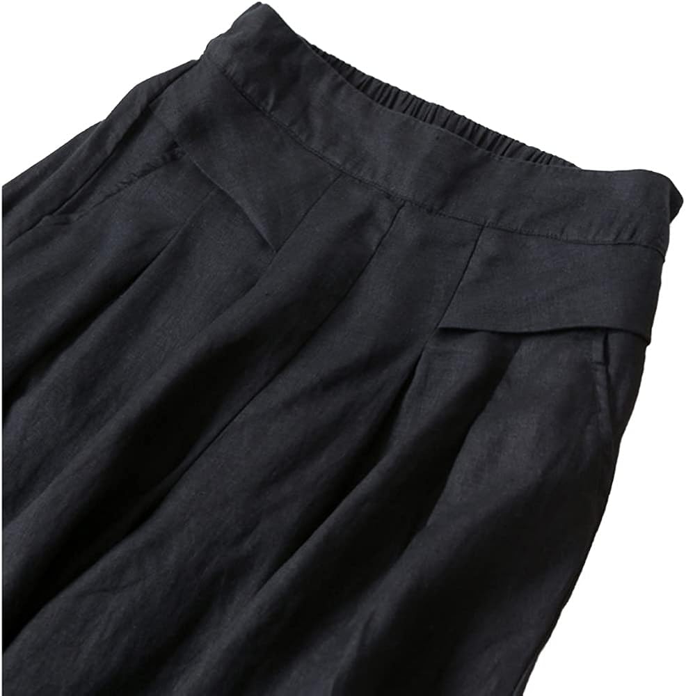 Solid Color Ramie Cotton Plus Size Loose Ninth Wide-Leg Pants 83707 Solid Color Ramie Cotton Plus Size Loose Ninth Wide-Leg Pants 83707