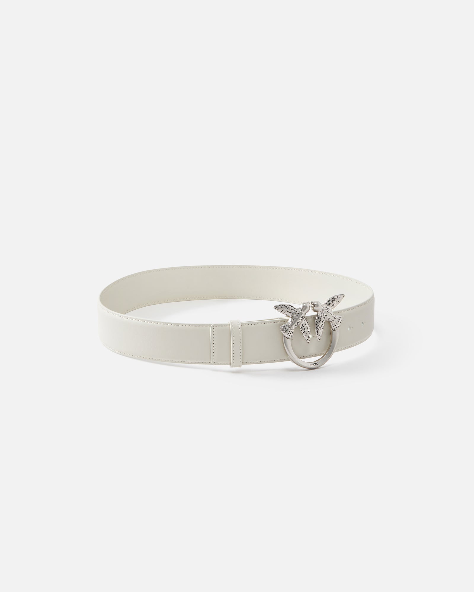 Love Birds Thin Leather White Silver Belt PNK001 Love Birds Thin Leather White Silver Belt PNK001