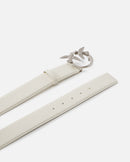 Love Birds Thin Leather White Silver Belt PNK001 - TUZZUT Qatar Online Shopping