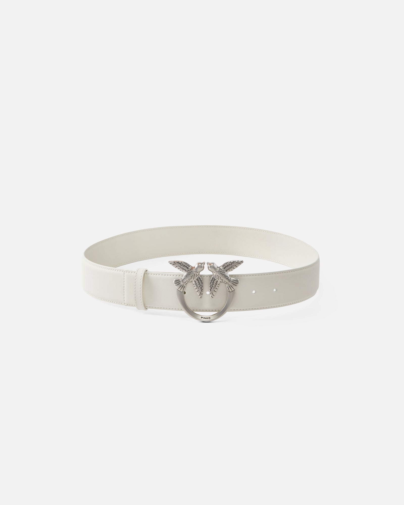 Love Birds Thin Leather White Silver Belt PNK001 Love Birds Thin Leather White Silver Belt PNK001