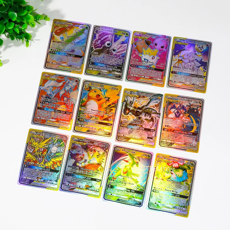 100pcs Pokemon English Cards Box Charizard Pikachu Gengar GX TAG Collection Battle Non-repetition Card Hobbies Toy Gift S4791144