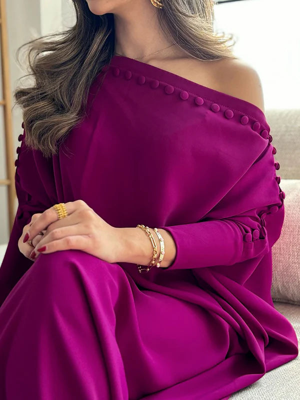 H-Line Loose Buttoned Solid Color Maxi Dresses 168787 H-Line Loose Buttoned Solid Color Maxi Dresses 168787